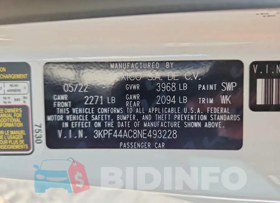 3KPF44AC8NE493228 Photo# 12