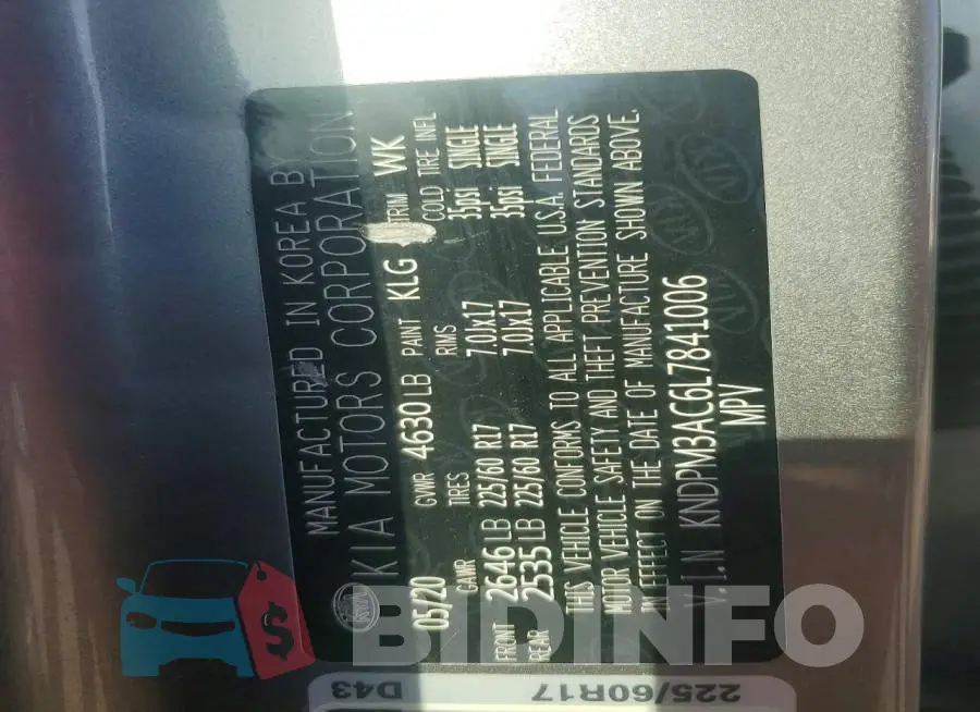 KNDPM3AC6L7841006 Photo# 13