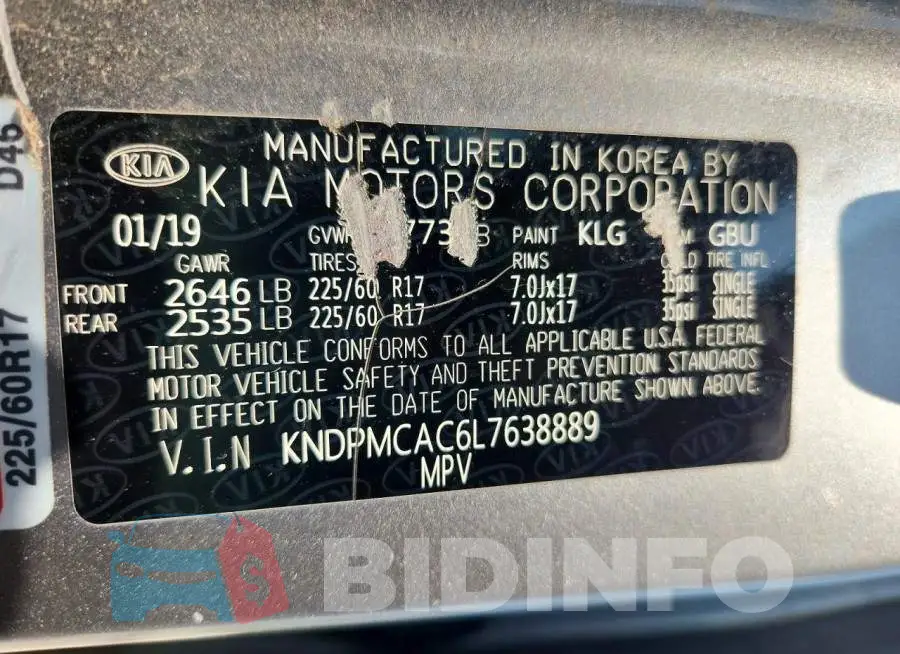 KNDPMCAC6L7638889 Photo# 13