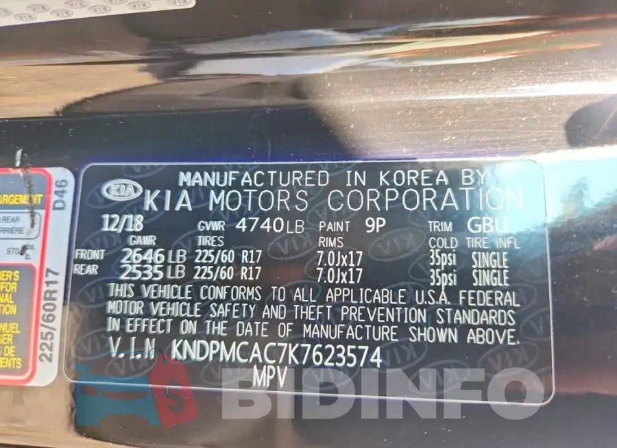 KNDPMCAC7K7623574 Photo# 13