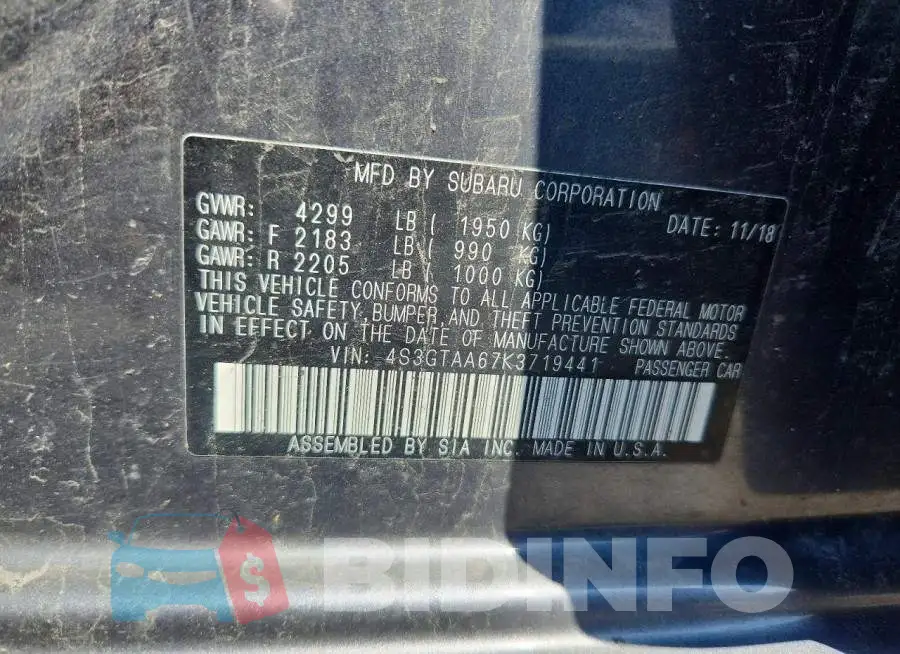4S3GTAA67K3719441 Photo# 13