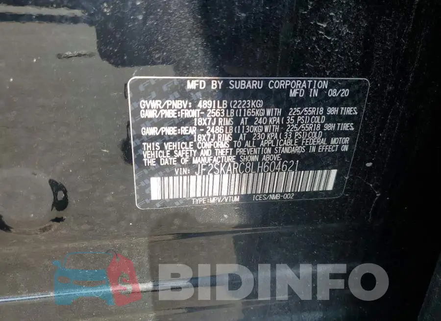 JF2SKARC8LH604621 Photo# 13