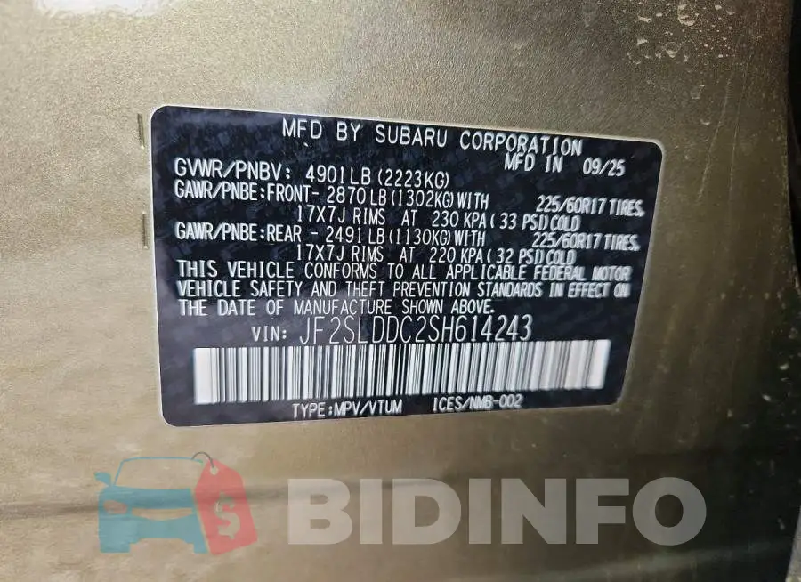 JF2SLDDC2SH614243 Photo# 14