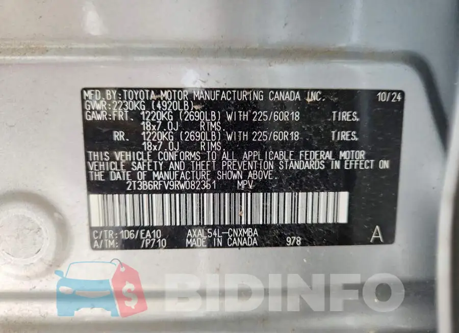 2T3B6RFV9RW082351 Photo# 14