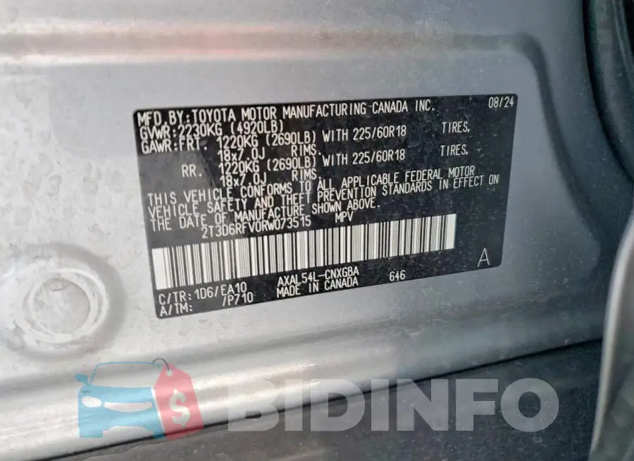 2T3D6RFV0RW073515 Photo# 13