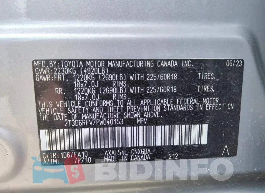 2T3D6RFV7PW040153 Photo# 14