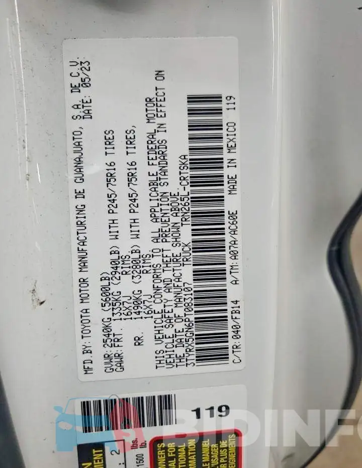 3TYRX5GN6PT083107 Photo# 11