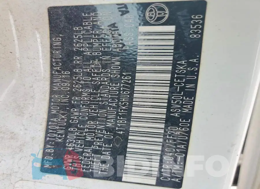 4T1BF1FK5HU677261 Photo# 12