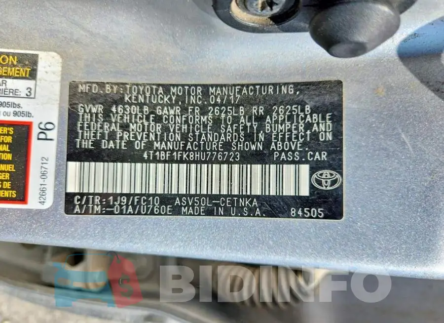 4T1BF1FK8HU776723 Photo# 12