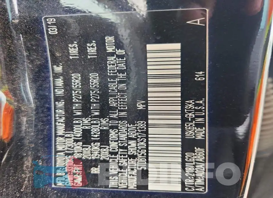 5TDBY5G10KS171389 Photo# 13