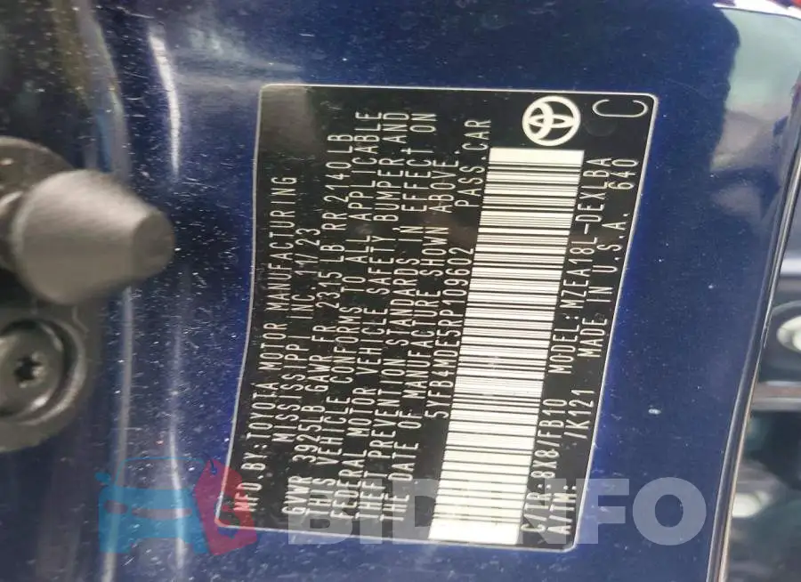 5YFB4MDE5RP109602 Photo# 12