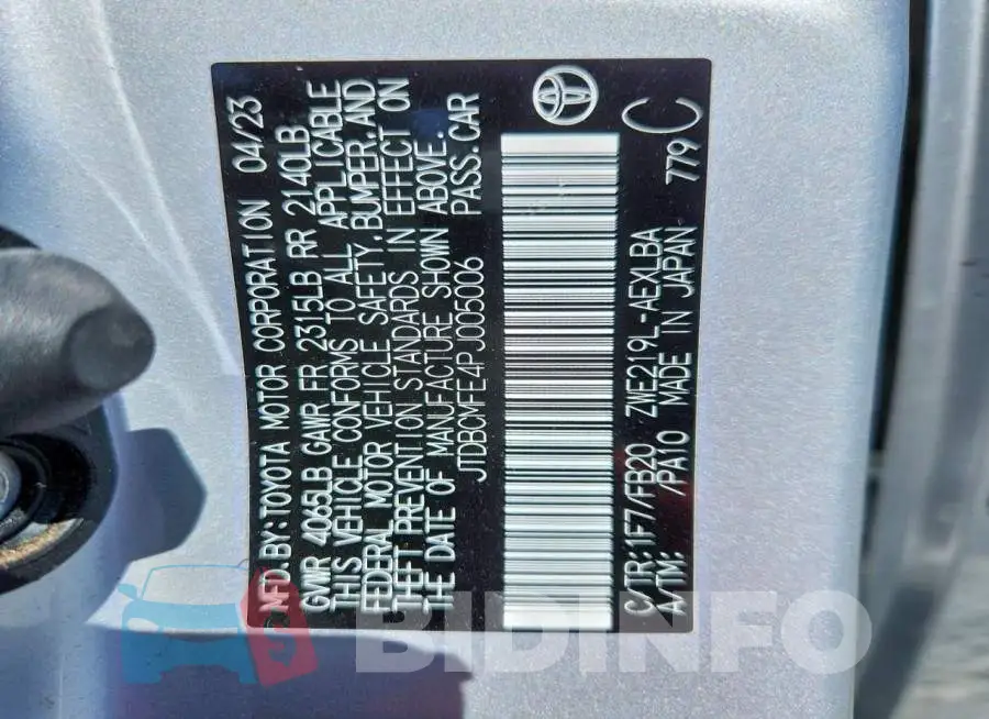 JTDBCMFE4PJ005006 Photo# 13