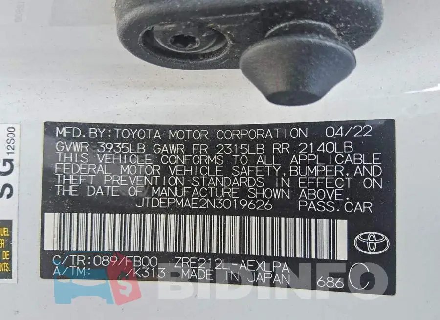 JTDEPMAE2N3019626 Photo# 12