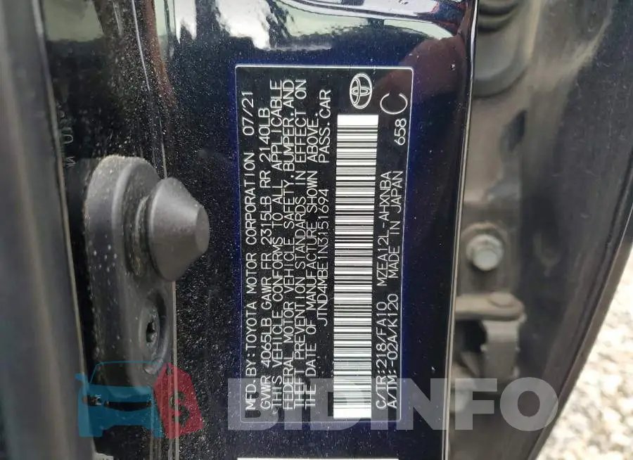 JTND4MBE1N3151694 Photo# 12