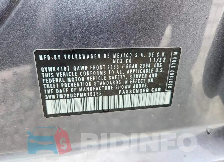 3VW7M7BU2PM015258 Photo# 12