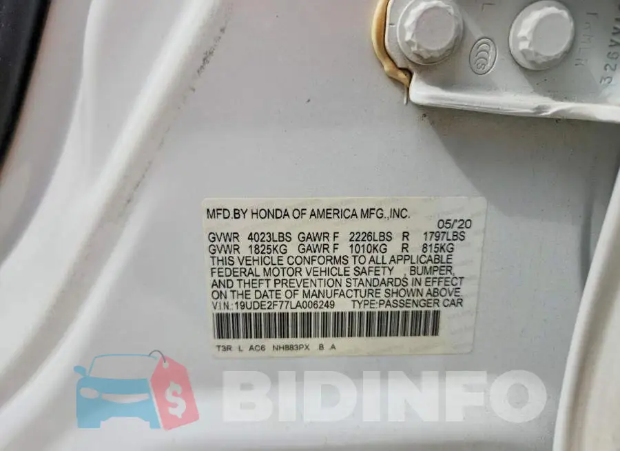 19UDE2F77LA006249 Photo# 12
