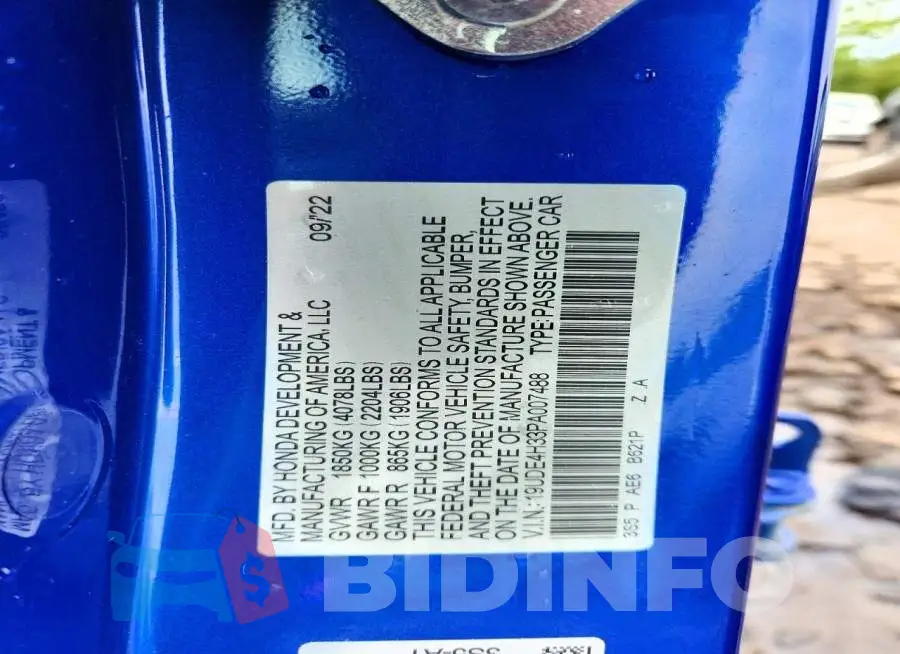 19UDE4H33PA007488 Photo# 13