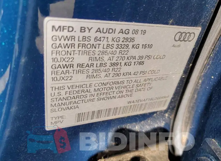 WA1EVAF16LD004686 Photo# 13