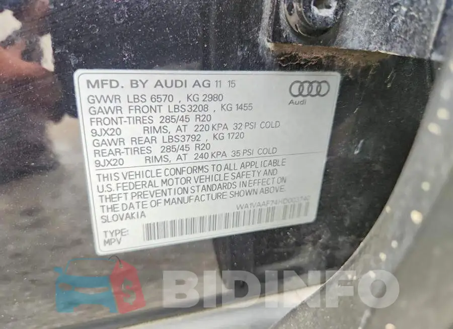 WA1VAAF74HD003740 Photo# 14