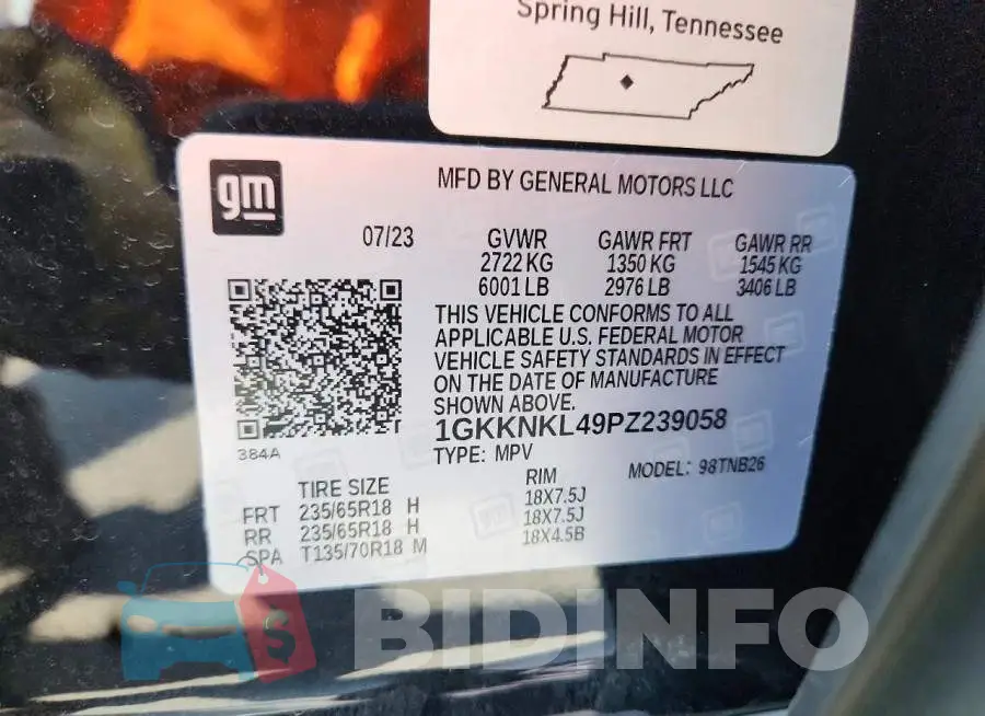 1GKKNKL49PZ239058 Photo# 14