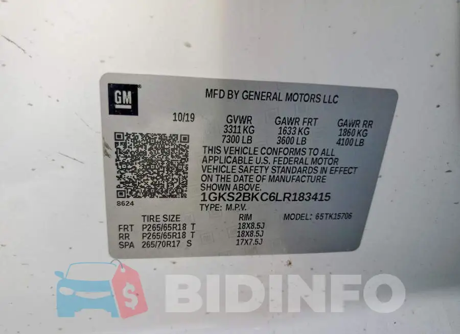 1GKS2BKC6LR183415 Photo# 13