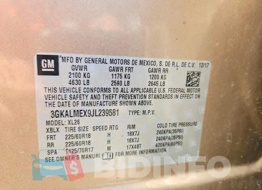 3GKALMEX9JL239581 Photo# 14
