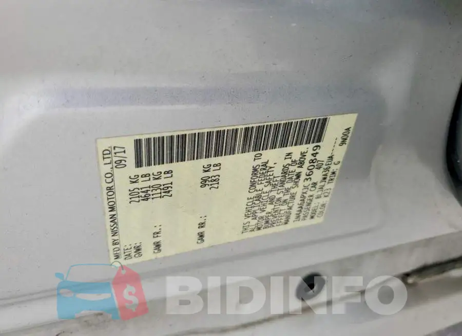 1N4AA6APXJC360849 Photo# 13