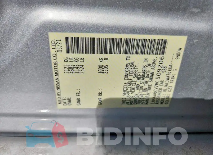 1N4AA6CV2MC509206 Photo# 12