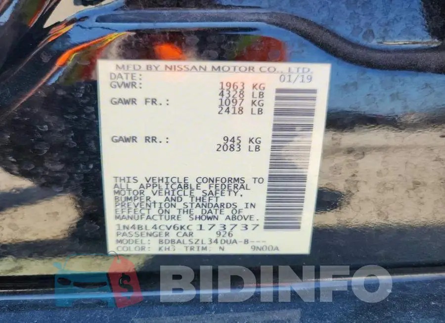 1N4BL4CV6KC173737 Photo# 12
