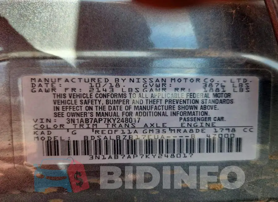 3N1AB7AP7KY248017 Photo# 13