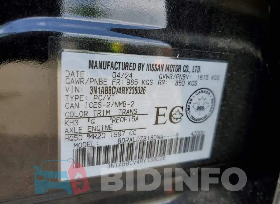 3N1AB8CV4RY338026 Photo# 12