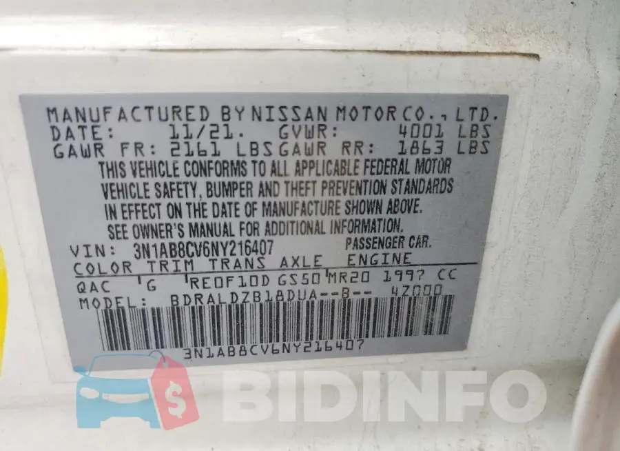 3N1AB8CV6NY216407 Photo# 12