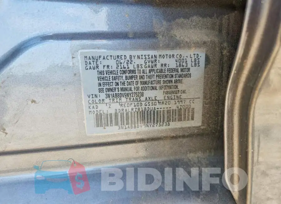 3N1AB8DV9NY275238 Photo# 12