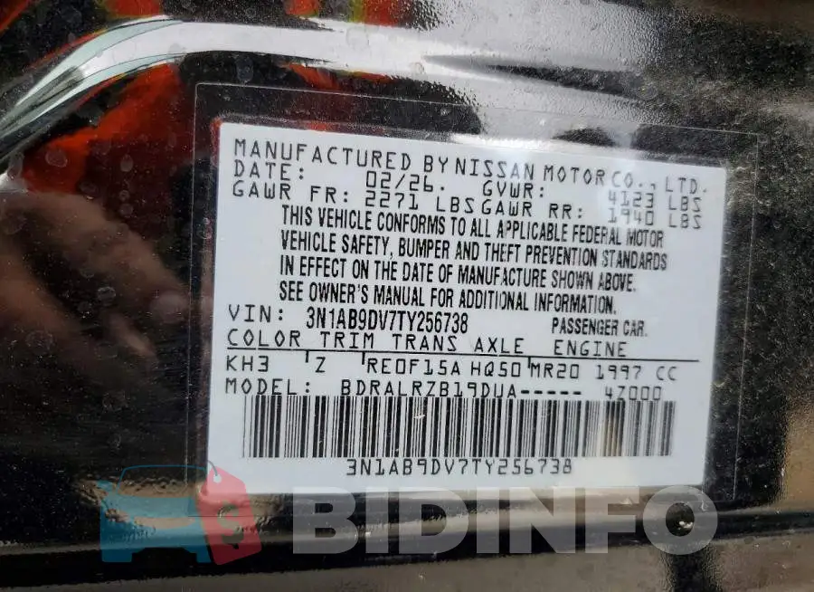 3N1AB9DV7TY256738 Photo# 12