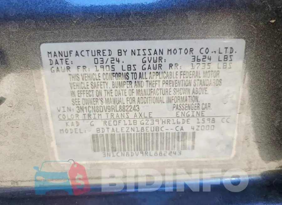 3N1CN8DV9RL882243 Photo# 12