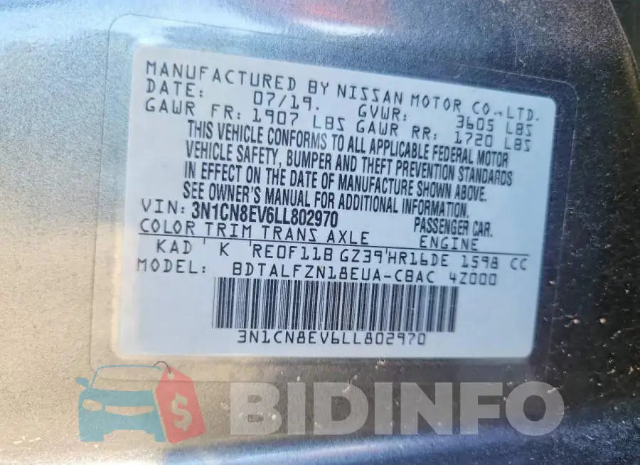 3N1CN8EV6LL802970 Photo# 12