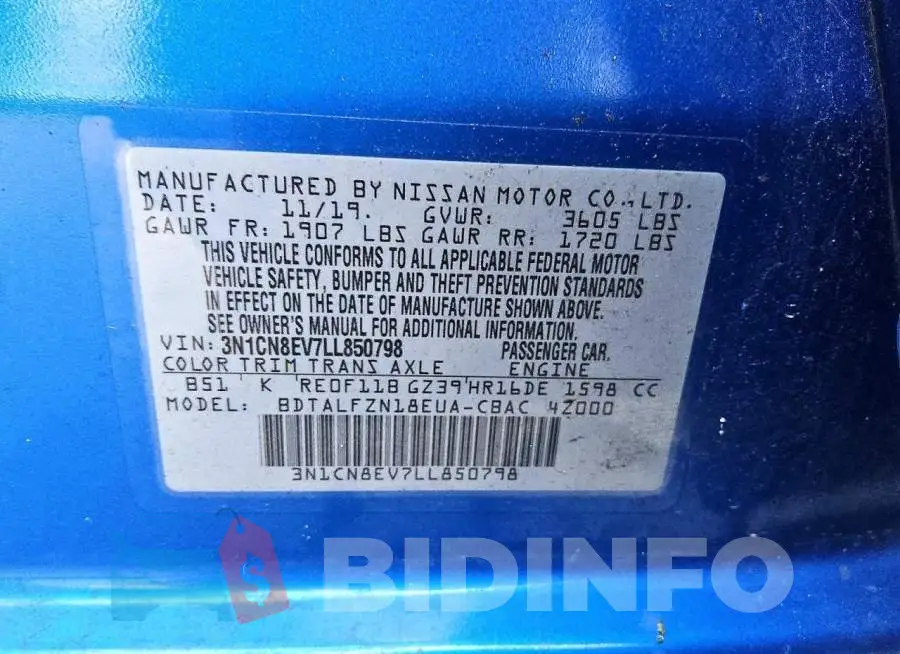 3N1CN8EV7LL850798 Photo# 12