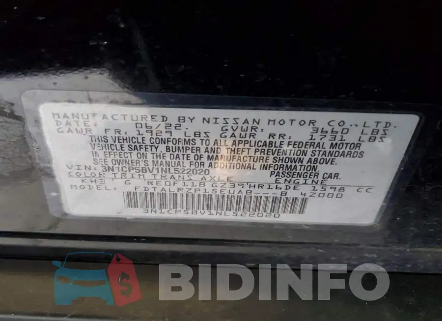 3N1CP5BV1NL522020 Photo# 13