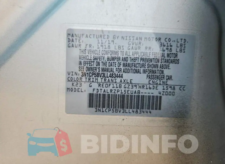 3N1CP5BV3LL483444 Photo# 12