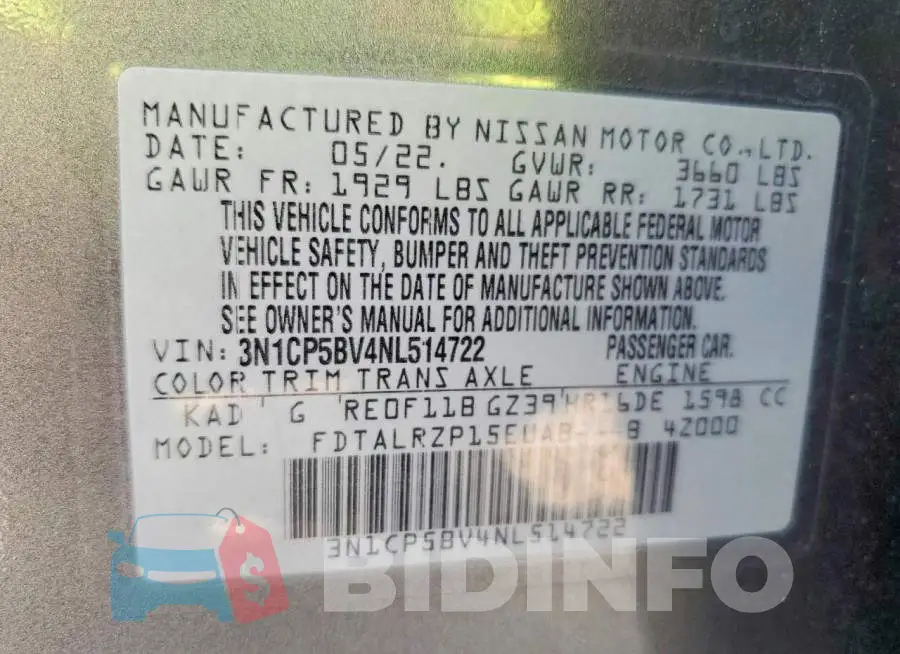 3N1CP5BV4NL514722 Photo# 13