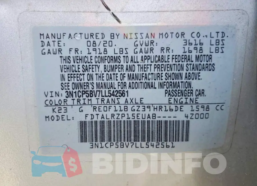 3N1CP5BV7LL542561 Photo# 13