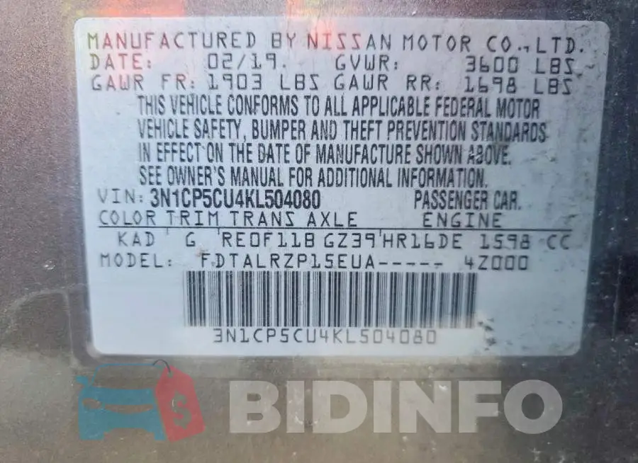 3N1CP5CU4KL504080 Photo# 14