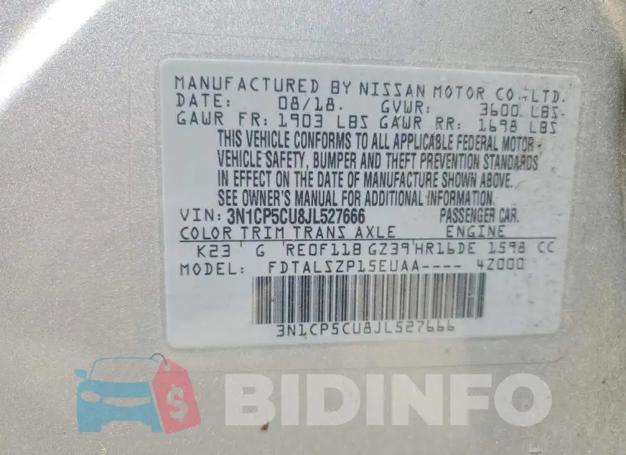 3N1CP5CU8JL527666 Photo# 12