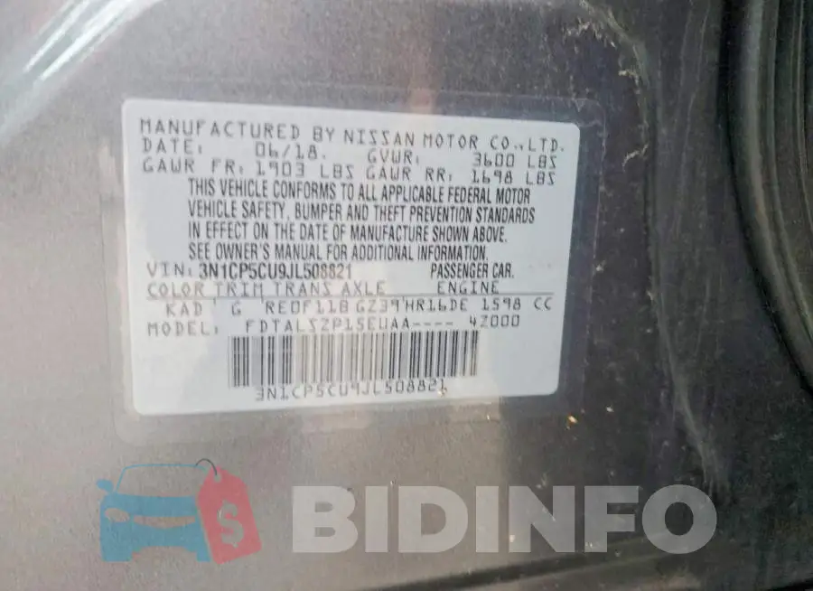 3N1CP5CU9JL508821 Photo# 14