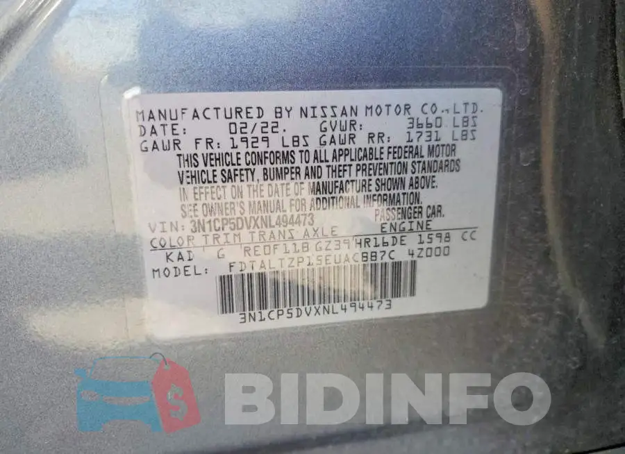3N1CP5DVXNL494473 Photo# 12