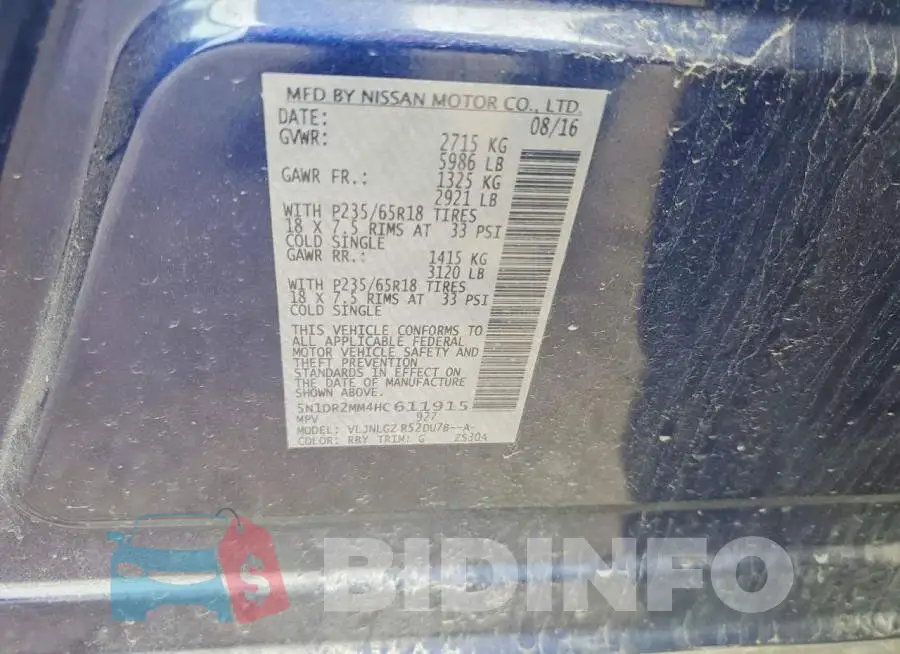 5N1DR2MM4HC611915 Photo# 13