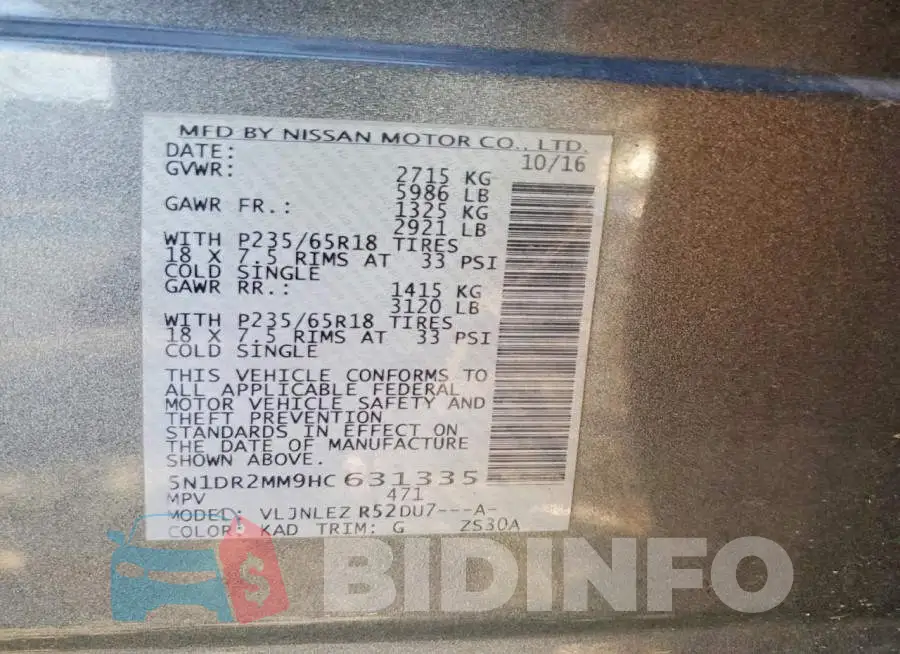 5N1DR2MM9HC631335 Photo# 13