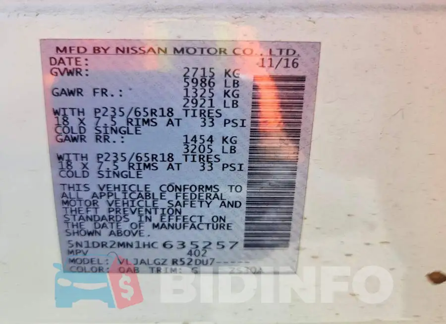5N1DR2MN1HC635257 Photo# 14
