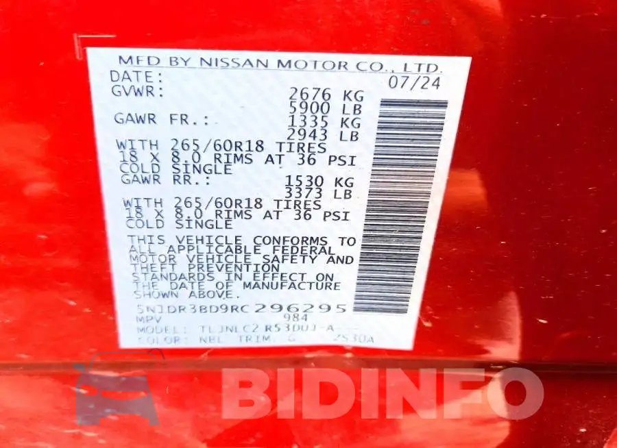 5N1DR3BD9RC296295 Photo# 13