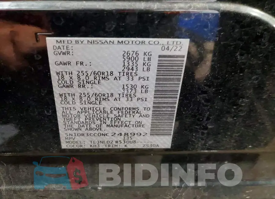 5N1DR3CC0NC248992 Photo# 13